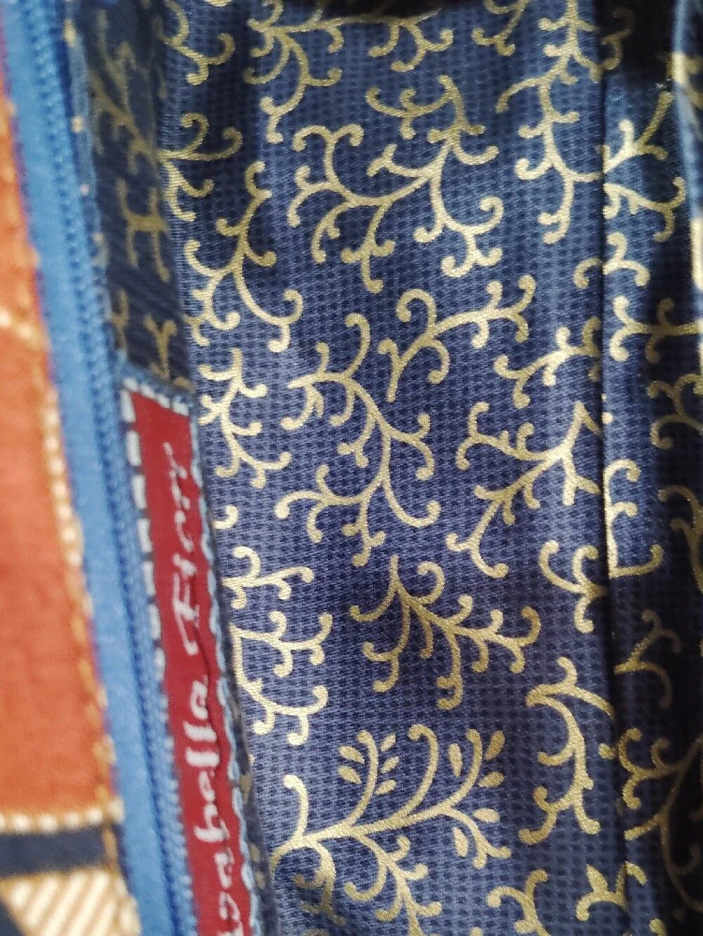 Isabella Fiore Red Navy Gold Embroidered Top-Handle Clutch - Picture 10 of 15